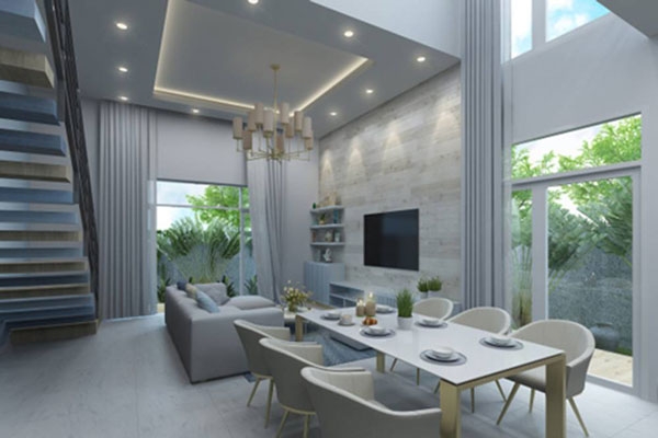 Một thiết kế đẹp mắt của một không gian nội thất phòng khách thượng lưu