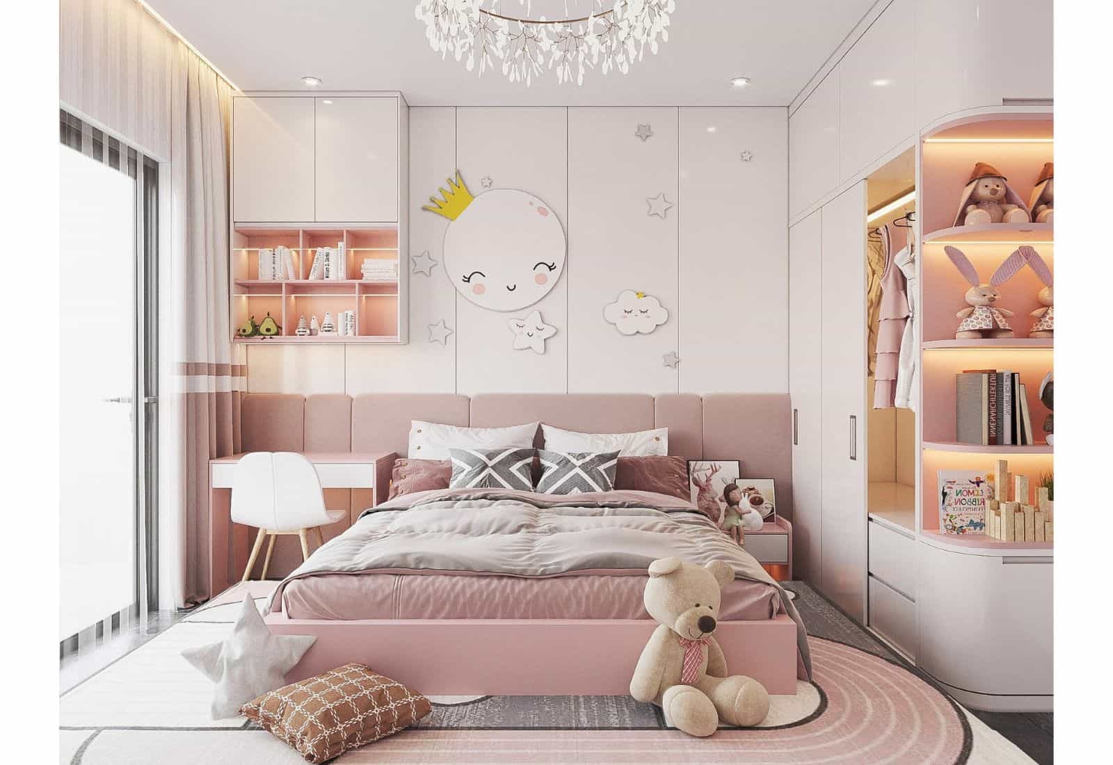 Mẫu phòng ngủ cho bé gái đẹp hiện đại và xinh xắn