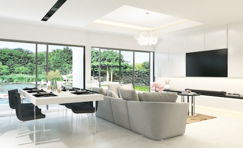 Phòng khách hiện đại mang hơi thở của thiên nhiên